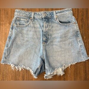PAIGE Noella High Rise Cut Off Light Blue Denim Jean Shorts